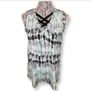 Mint Tie Dye Criss Cross Tank Top